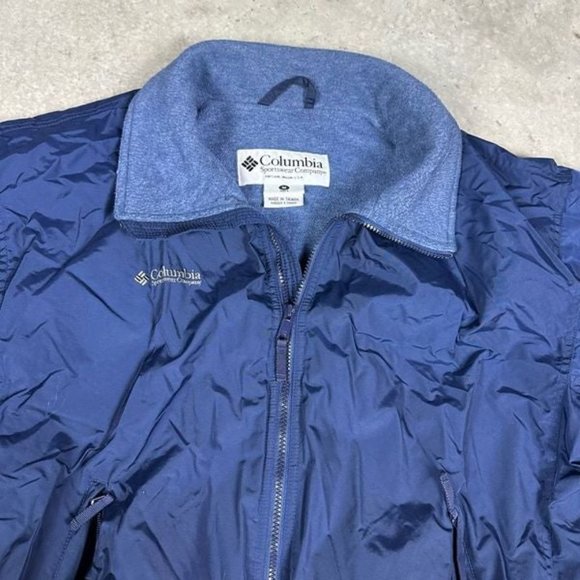 Columbia Men's Fleece Lined Coat M Navy Zipper - Picture 11 of 12